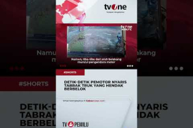 Menegangkan! Aksi pengendara Motor Hindari Truk Hingga “Ngepot” #shorts #tvone #news