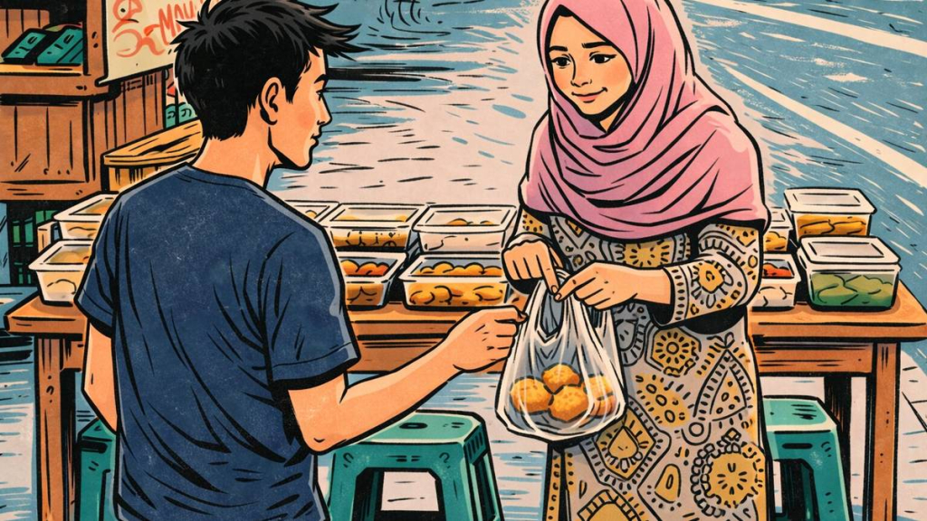 senyum-ibu-ibu-yang-jualan-takjilnya-tidak-habis