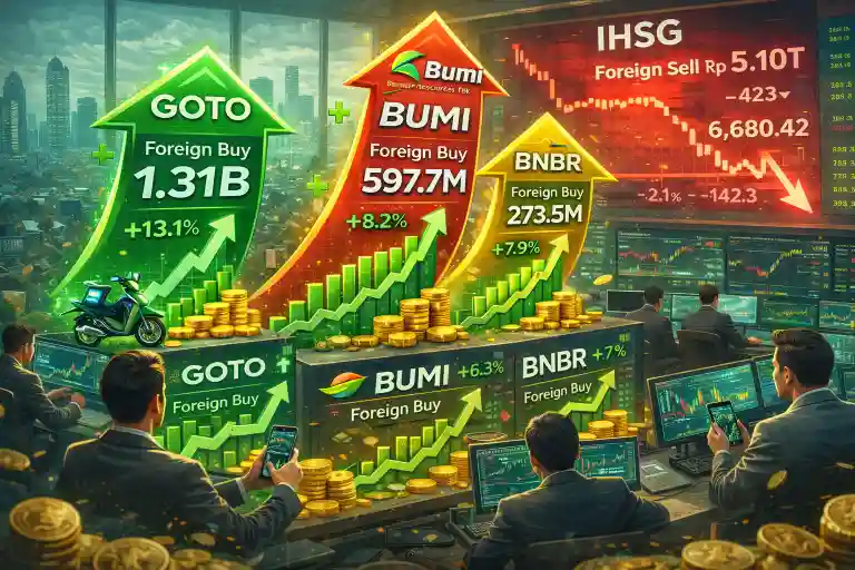 asing-rotasi-di-goto,-bumi,-dan-bnbr-saat-pasar-bergejolak