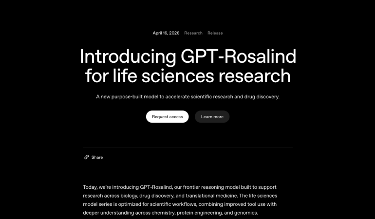 openai-rilis-gpt-rosalind:-ai-khusus-riset-biologi-dan-penemuan-obat