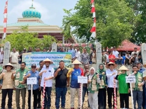 85-hektare-sawah-pulo-siron-kembali-ditanami,-ansor-bireuen-tekankan-pemulihan-ekonomi-petani