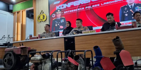 Polres Lamongan Ringkus “Hama Tambak” Asal Gresik, Beraksi di 53 TKP Pencurian Mesin Disel