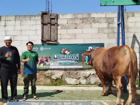 penyaluran-hewan-kurban-nu-care-lazisnu-di-pesantren-almanar-azhari,-depok